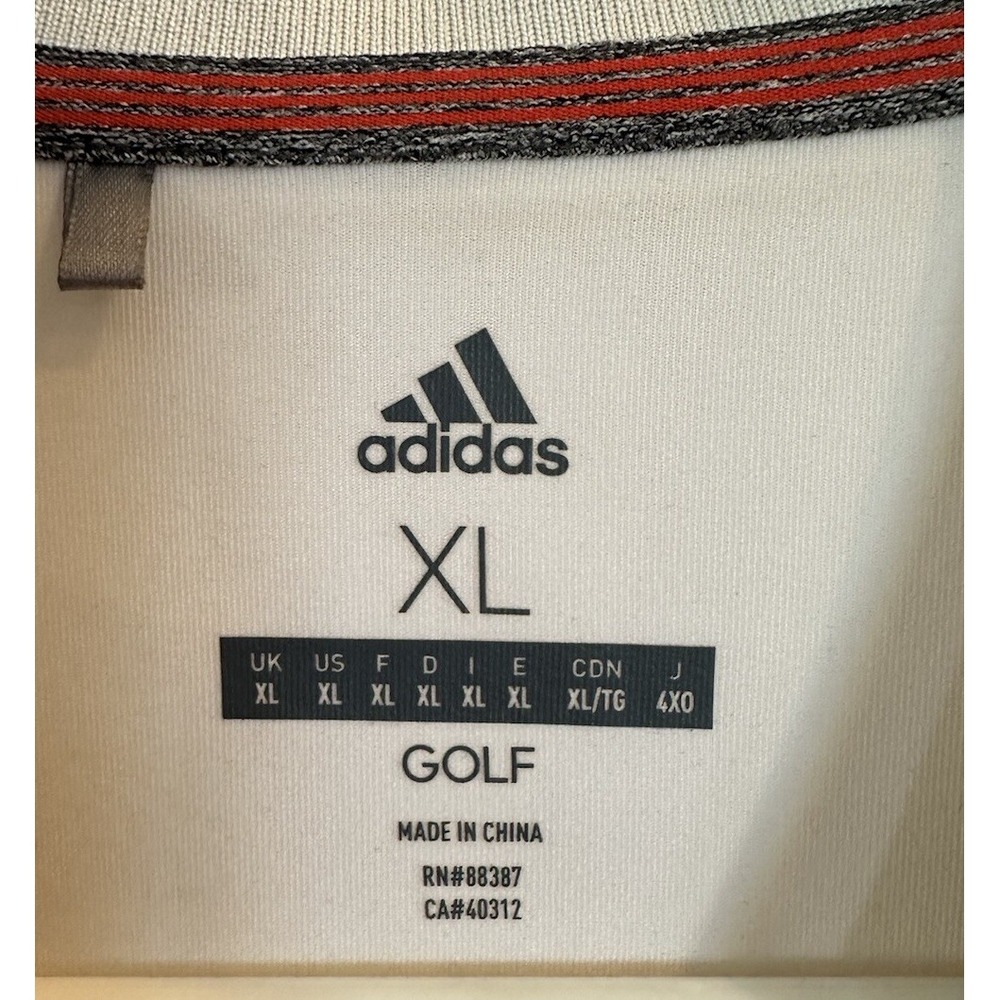 Men's XL Adidas Polo Golf Shirts - Lightly Worn, White/Gray - Picture 3 of 4